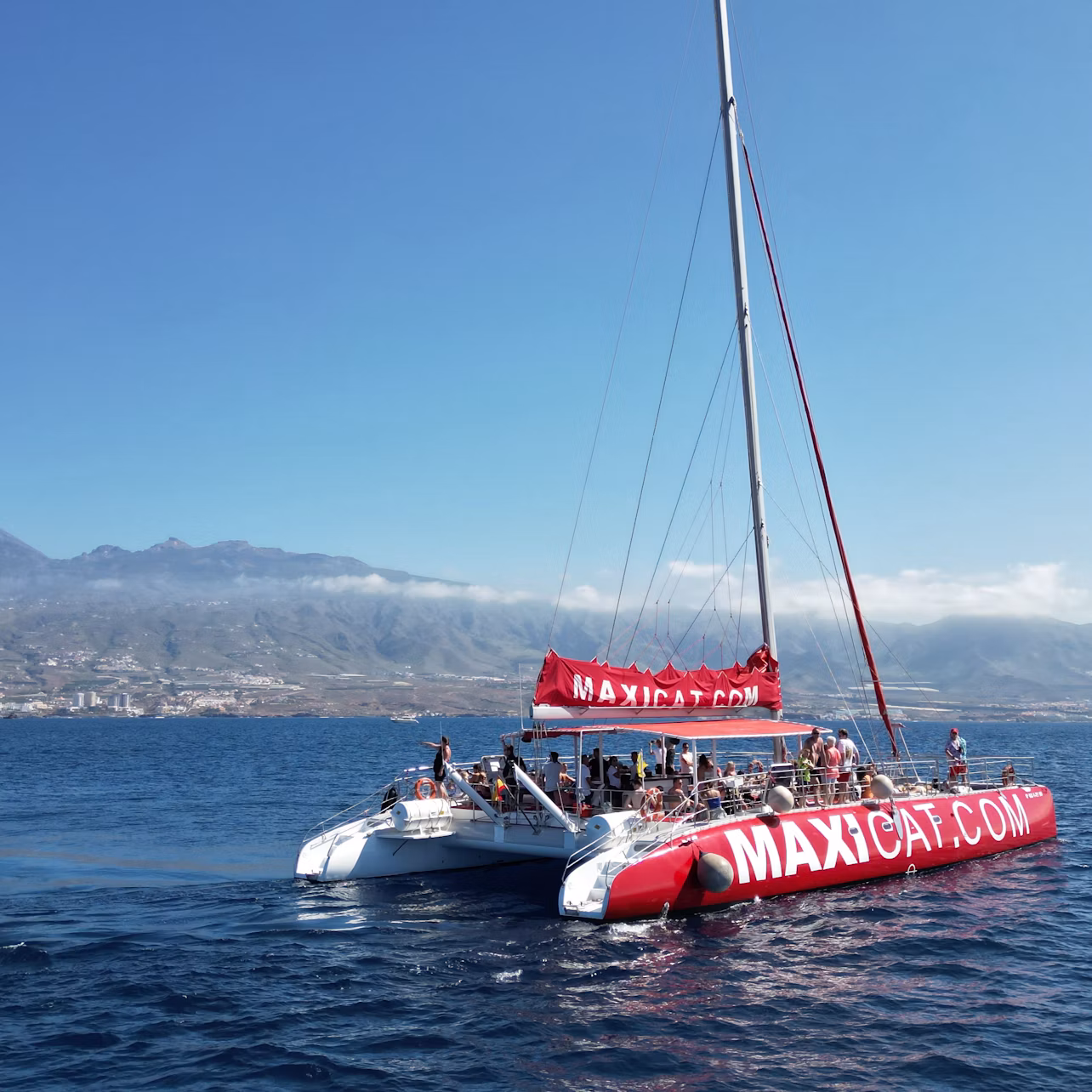 Catamaran Maxicat with Teide in the background.