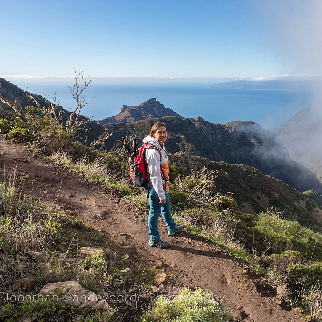 Tourist on the Teno massif trail