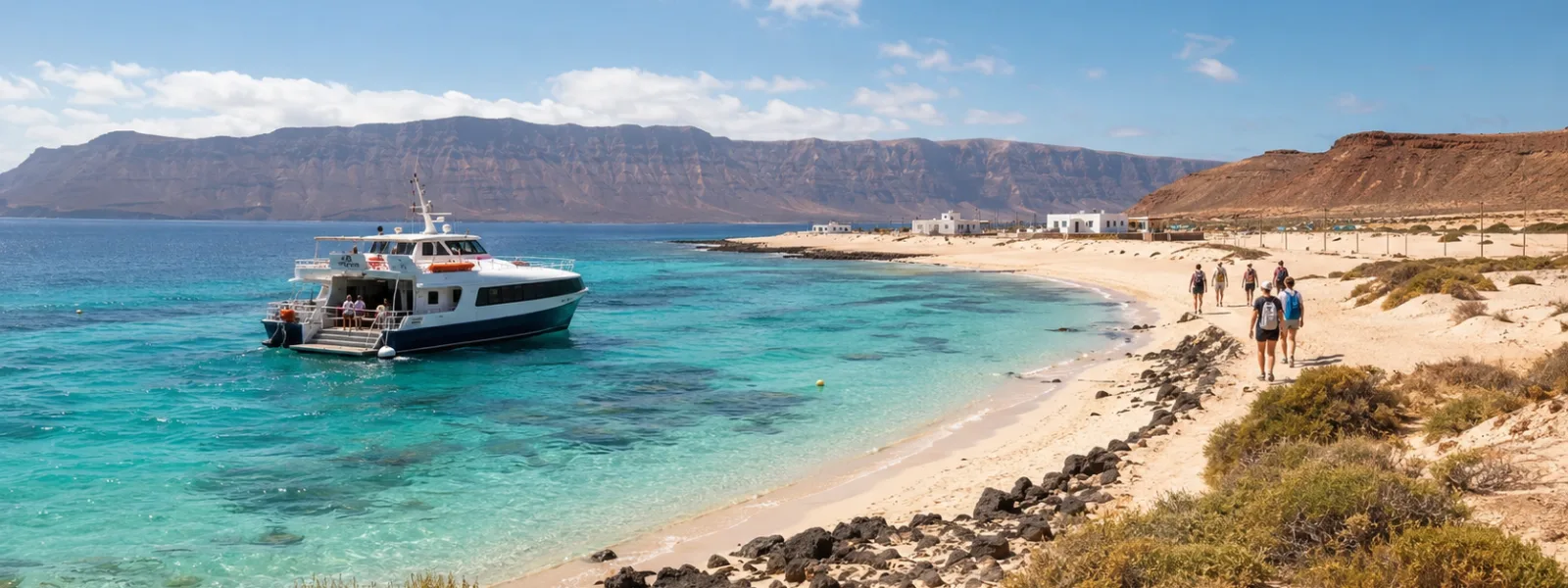 Turquoise water and volcanic coastline on La Graciosa day trip from Lanzarote