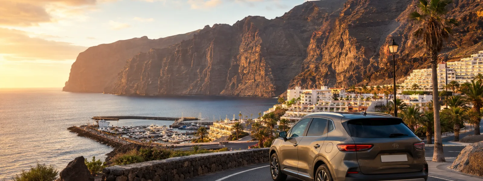 Vue panoramique du transfert routier vers les falaises de Los Gigantes sur la côte ouest de Tenerife