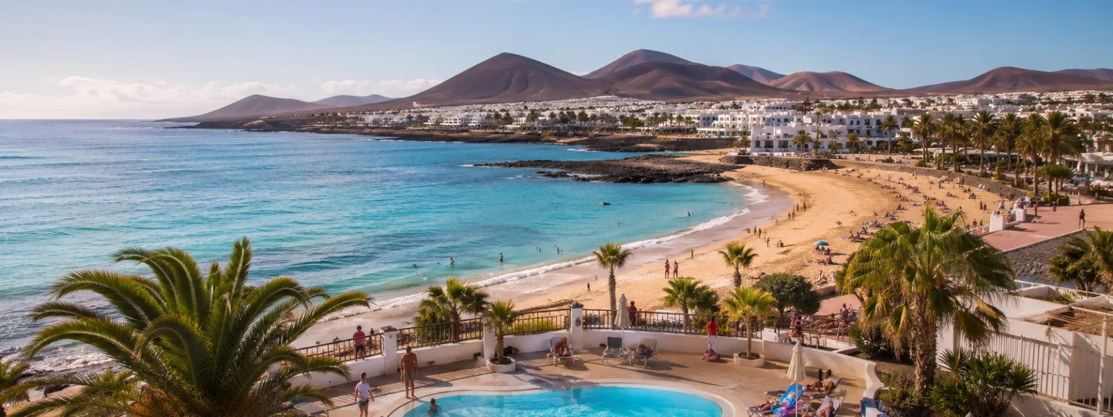 Families enjoying a sunny February half-term resort holiday in the Canary Islands
