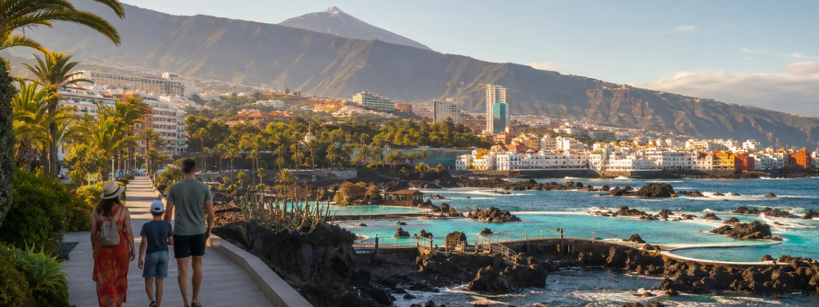 Lungomare di Puerto de la Cruz e zona Lago Martianez nel nord di Tenerife per una guida vacanze senza auto