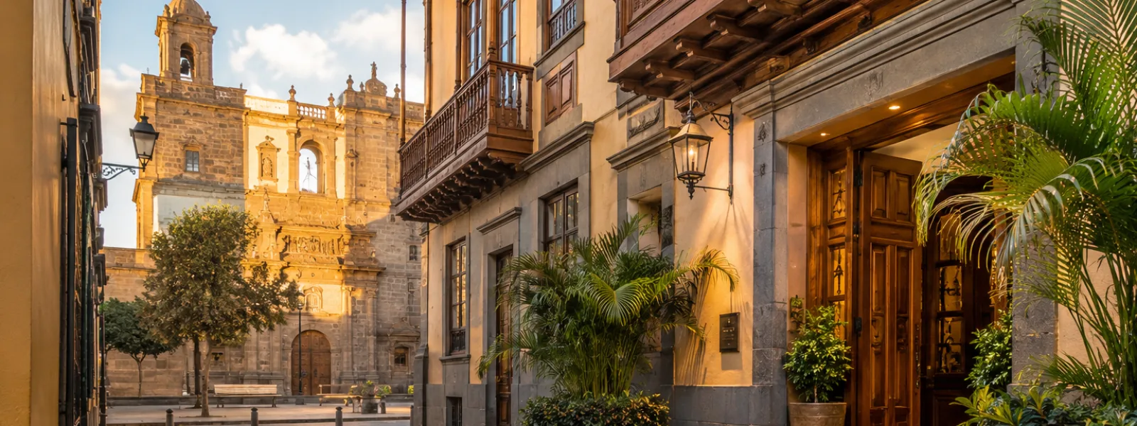 Boutique hotel street near Plaza de Santa Ana in Vegueta, Las Palmas de Gran Canaria