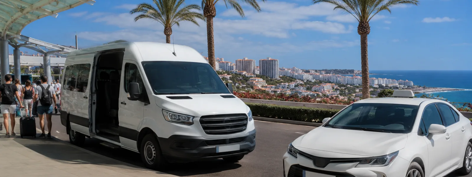 Airport transfer vehicle and taxi for travel from Tenerife South Airport to Playa de las Americas