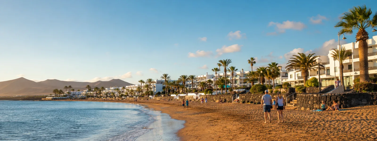Playa de Matagorda beach and promenade in Puerto del Carmen, Lanzarote