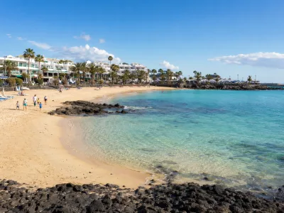 Winter sun hotel area in Costa Teguise near El Jablillo beach in Lanzarote