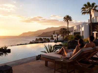Adults-only resort terrace with ocean views in the Canary Islands