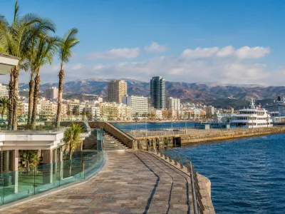 Santa Catalina harbour and Las Canteras beach area in Las Palmas de Gran Canaria