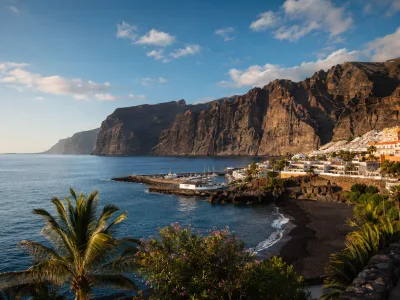 Los Gigantes cliffs and Puerto de Santiago resort coast in Tenerife