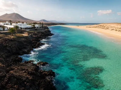 Volcanic Lanzarote landscape beside Fuerteventura dunes and turquoise beach for an island comparison guide