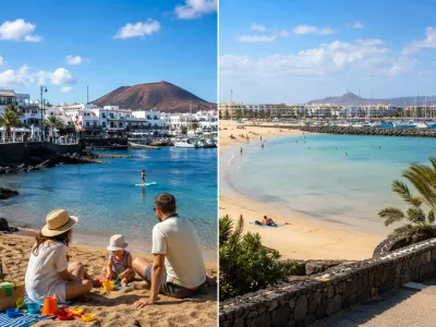 Family-friendly beach resort comparison between Playa Blanca in Lanzarote and Caleta de Fuste in Fuerteventura