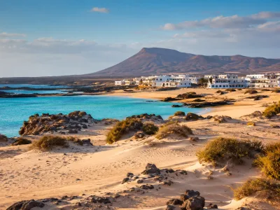 Corralejo dunes and El Cotillo beach scenery in northern Fuerteventura