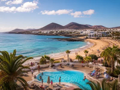 Families enjoying a sunny February half-term resort holiday in the Canary Islands