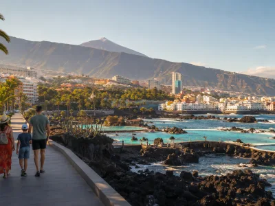 Puerto de la Cruz seafront and Lago Martianez area in northern Tenerife for a no-car holiday guide