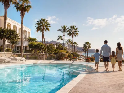 Family-friendly heated pool hotel terrace in Costa Adeje, Tenerife