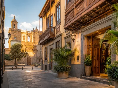 Boutique hotel street near Plaza de Santa Ana in Vegueta, Las Palmas de Gran Canaria