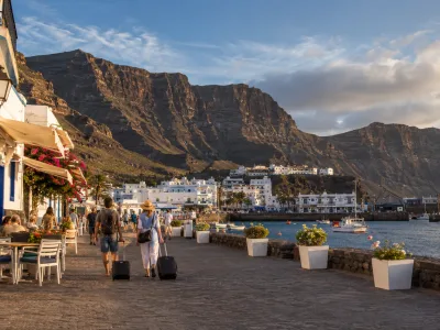 Puerto de las Nieves harbour and cliffs in Agaete, Gran Canaria
