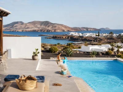 Las Coloradas villa terrace with private pool near Papagayo beaches in Playa Blanca Lanzarote
