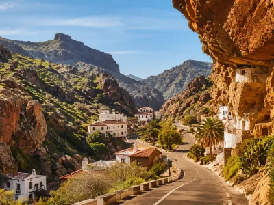 Barranco de Guayadeque ravine and cave houses near Agüimes in Gran Canaria