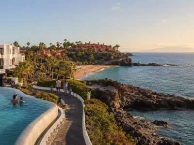 Luxury family resorts on Tenerife's south-west coast with an infinity pool, volcanic shoreline and sheltered beach
