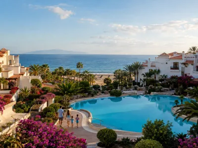 Luxury family resort gardens and pool overlooking the Atlantic in Costa Adeje, Tenerife