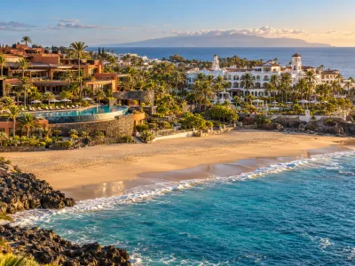 Playa del Duque coast and luxury resort hotels in Costa Adeje, Tenerife