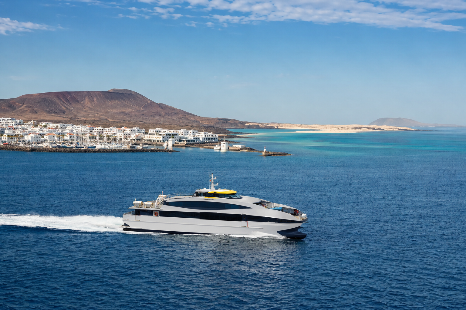 Ferry crossing from Playa Blanca in Lanzarote to Corralejo in Fuerteventura