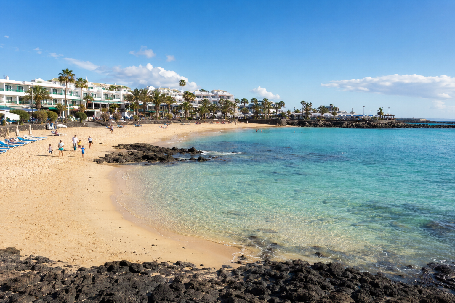 Winter sun hotel area in Costa Teguise near El Jablillo beach in Lanzarote