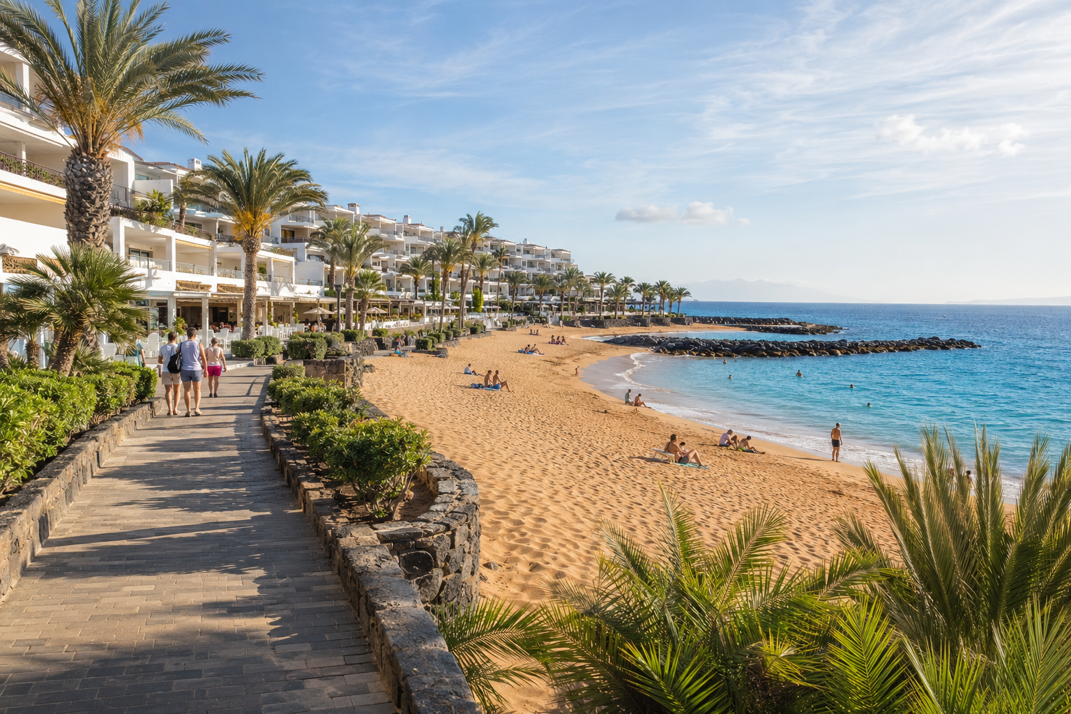 Quiet hotel area near Playa del Camison in Playa de las Americas Tenerife