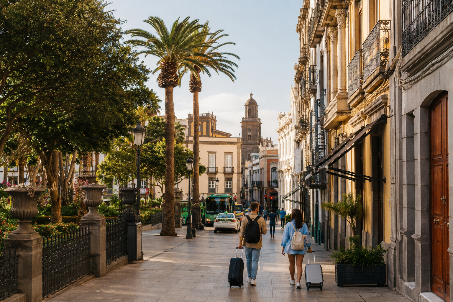 Travellers near San Telmo and Triana in Las Palmas de Gran Canaria with airport transport nearby