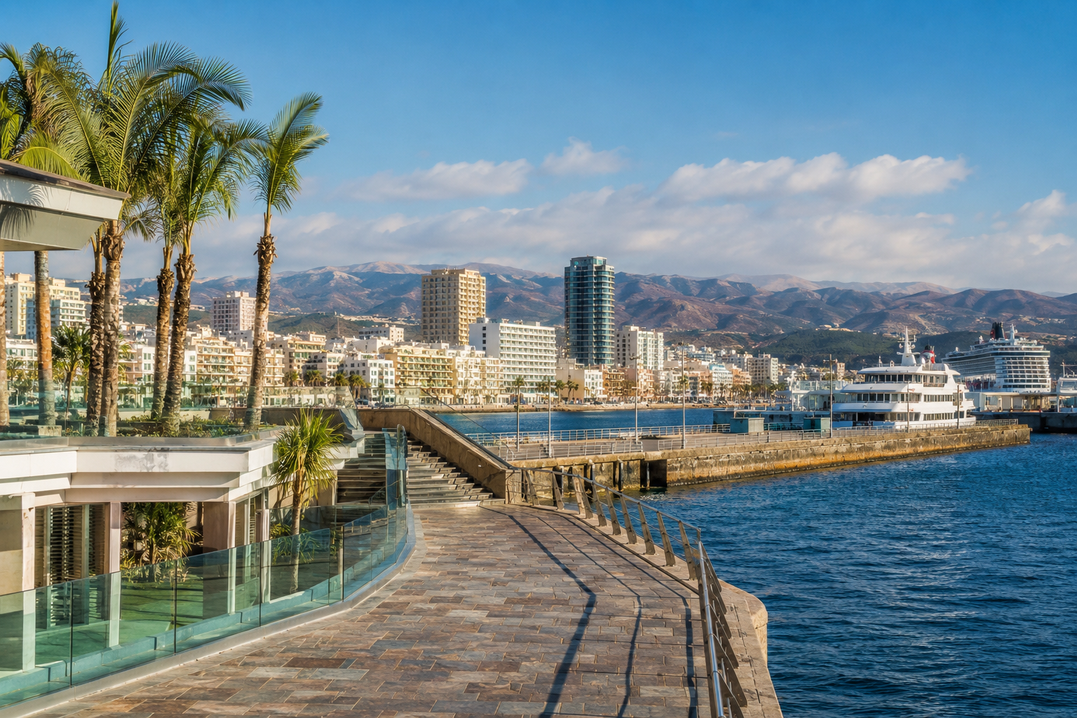 Santa Catalina harbour and Las Canteras beach area in Las Palmas de Gran Canaria