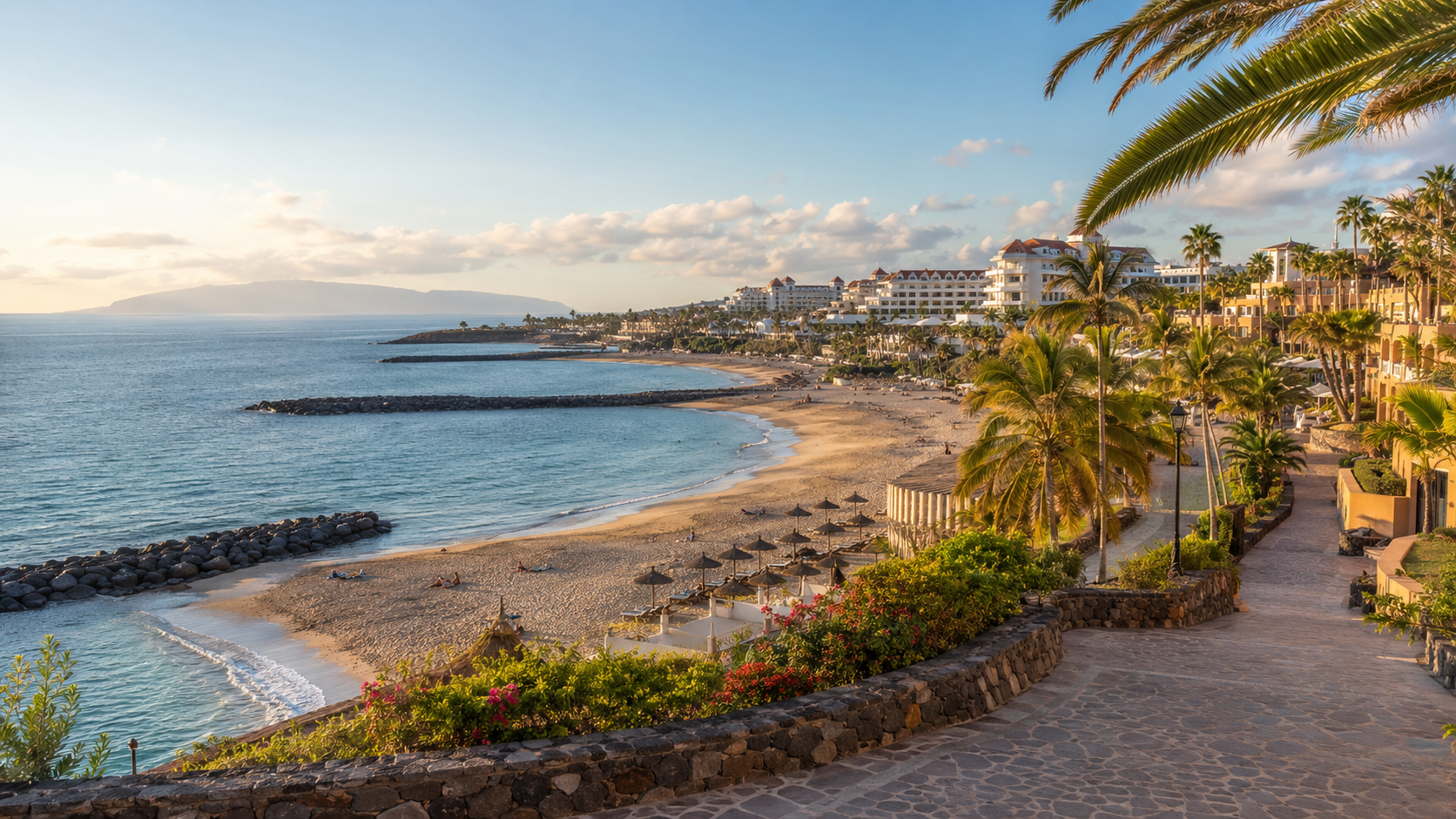 Costa Adeje beach hotels by the promenade in Tenerife