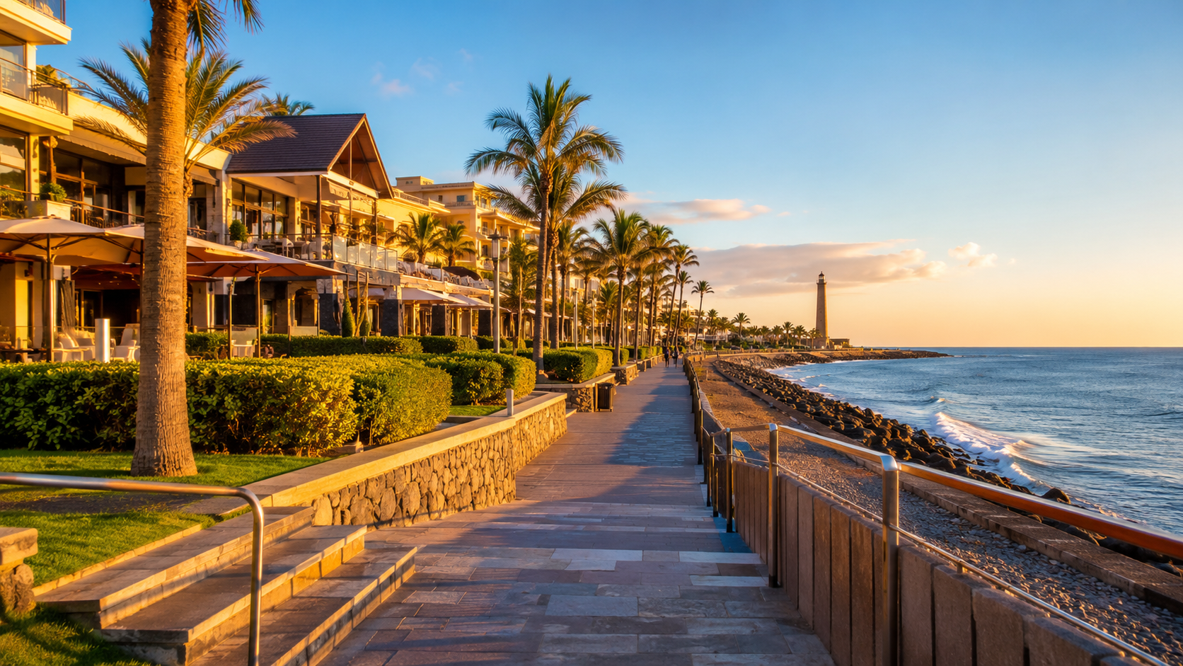 Meloneras promenade and upscale resort area near Maspalomas in Gran Canaria