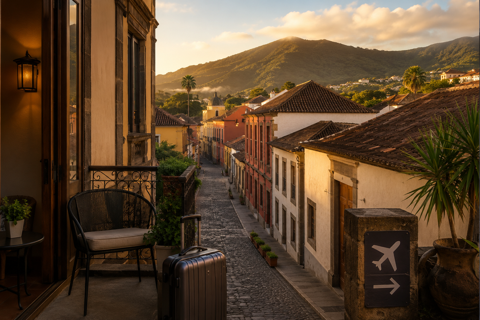 La Laguna historic street and boutique hotel setting for a Tenerife North Airport stopover
