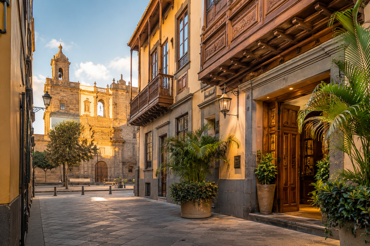 Boutique hotel street near Plaza de Santa Ana in Vegueta, Las Palmas de Gran Canaria