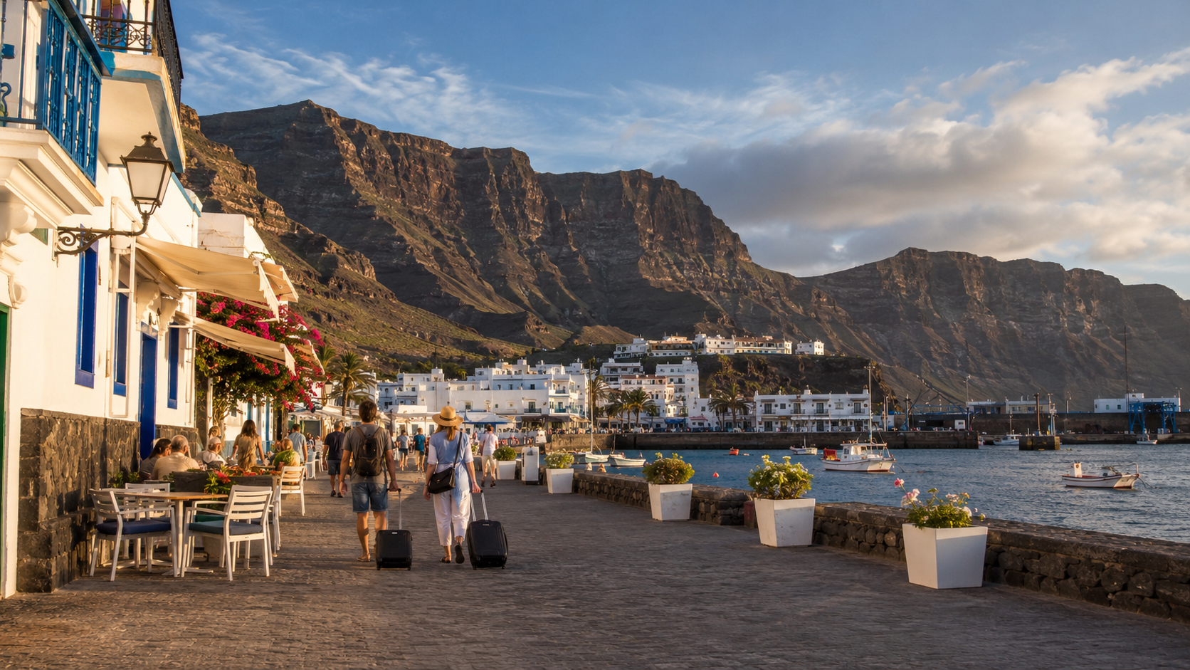 Puerto de las Nieves harbour and cliffs in Agaete, Gran Canaria