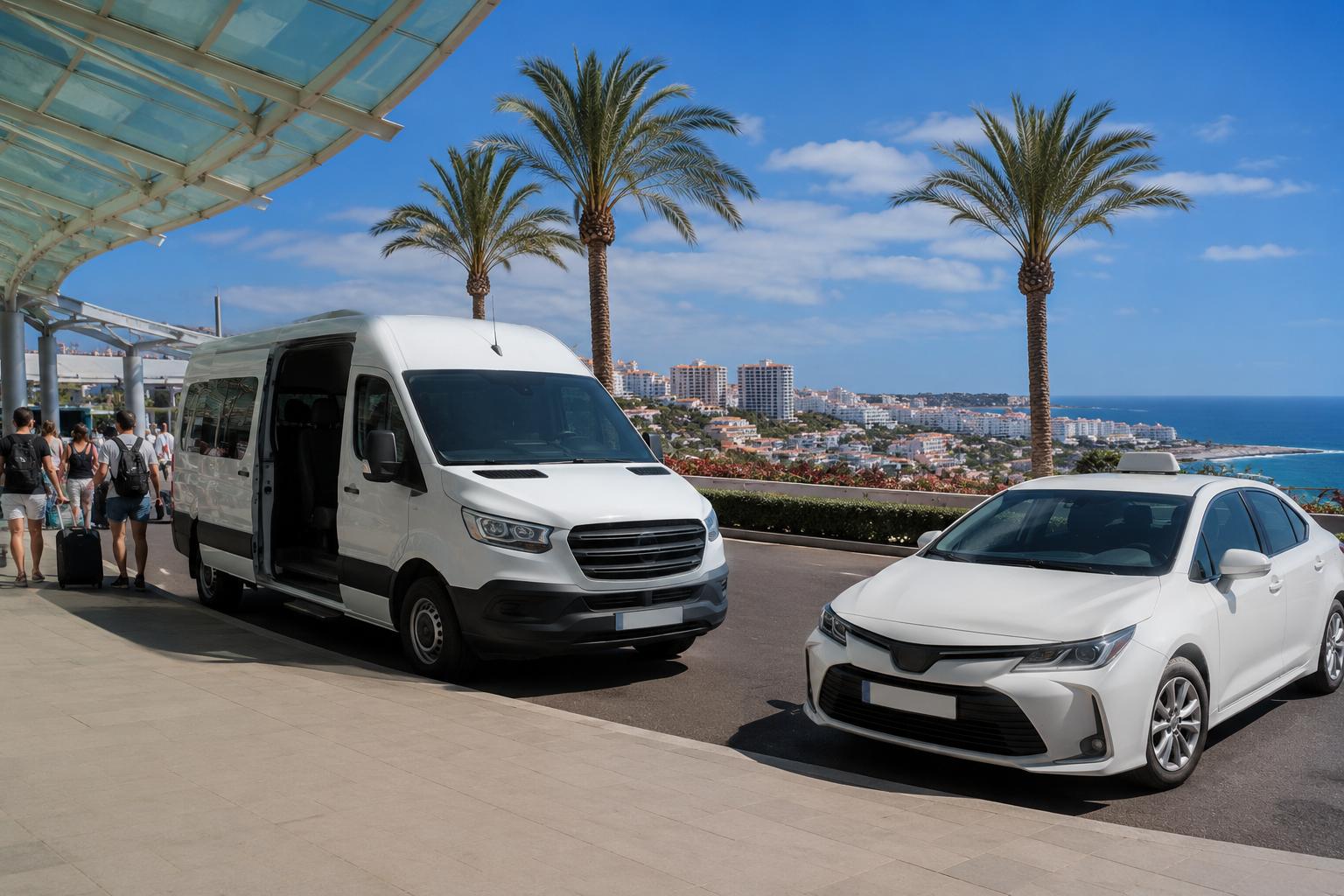 Airport transfer vehicle and taxi for travel from Tenerife South Airport to Playa de las Americas