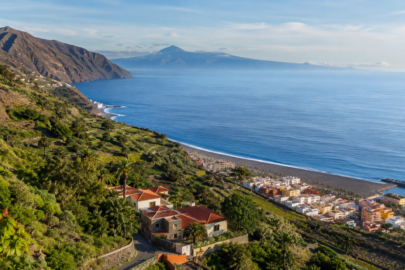 View over La Gomera's green ravines and Atlantic coast for a first-time where-to-stay guide