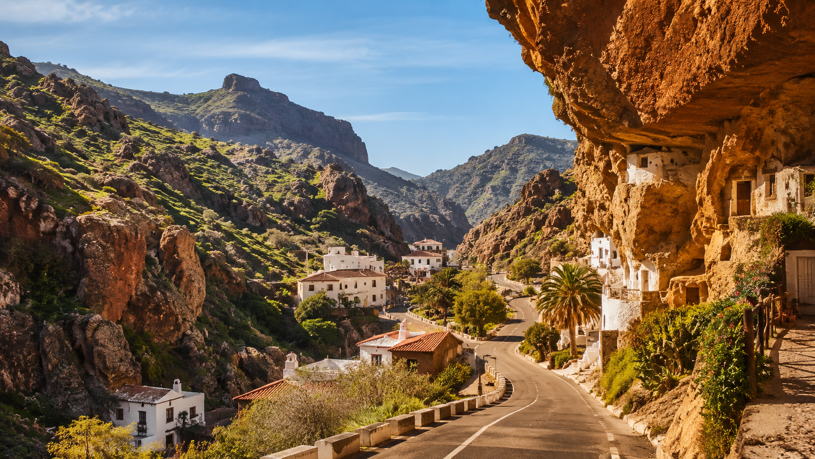 Barranco de Guayadeque ravine and cave houses near Agüimes in Gran Canaria