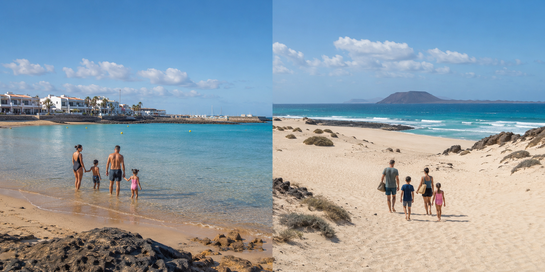 Family beaches in Caleta de Fuste and Corralejo, Fuerteventura